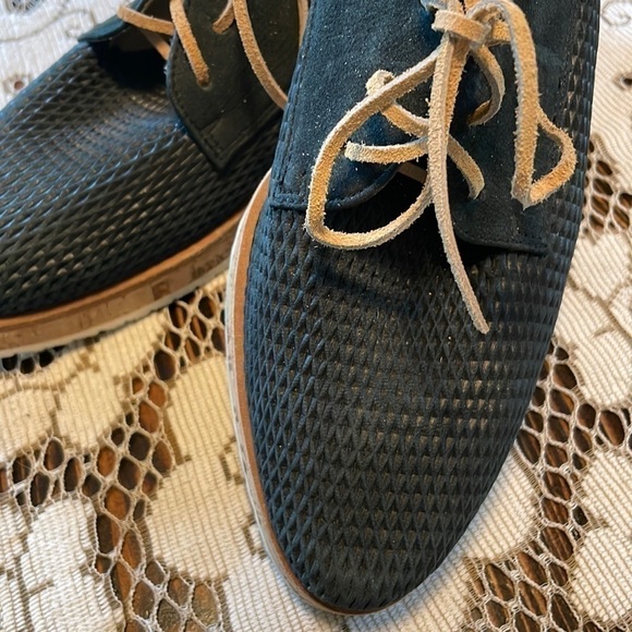 paul Green Madrid Slate Blue Green Austrian Cork Bottom Lace Shoes Fits 8.5-9 - Picture 3 of 6